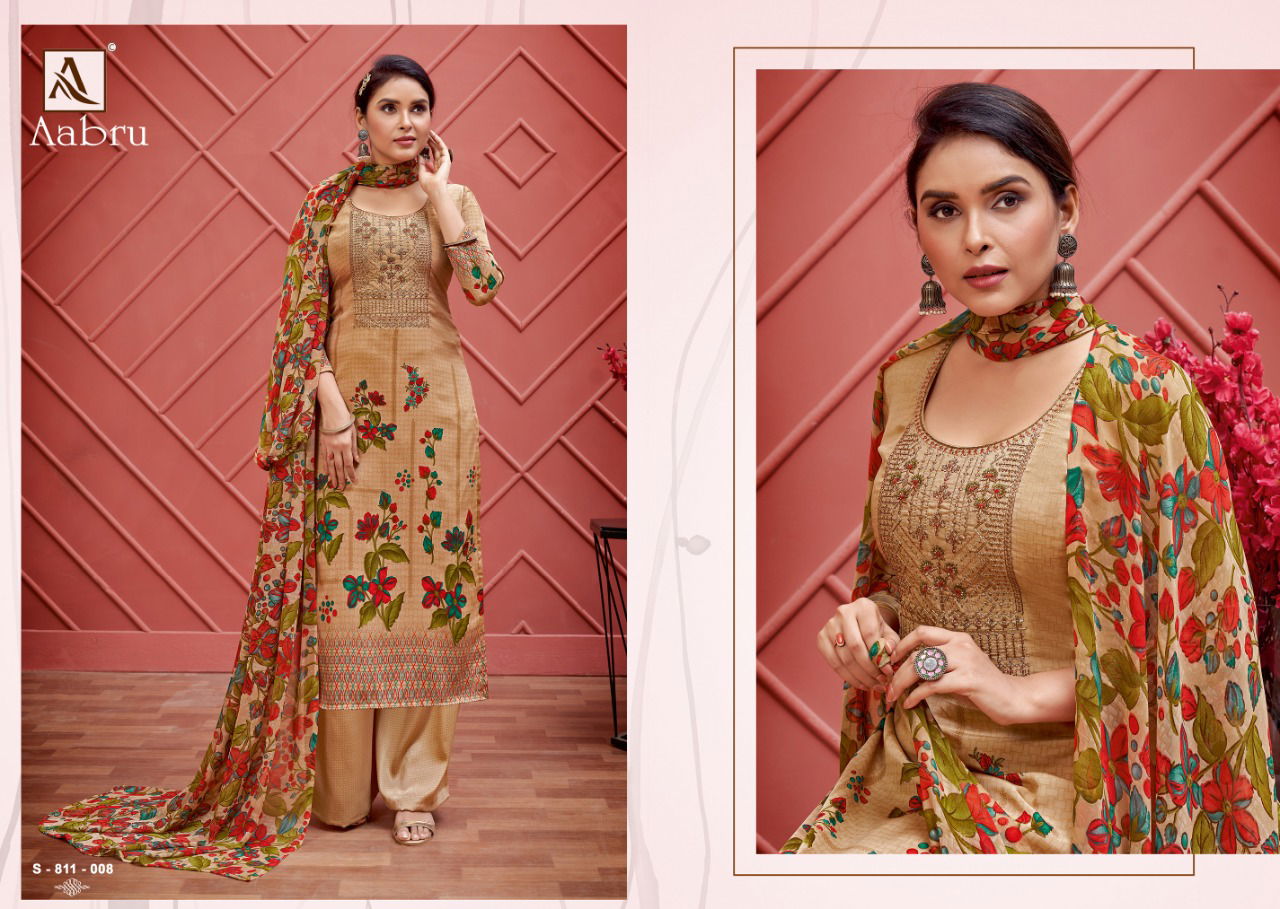 Alok Aabru Digital Style Latest Designer Casual Regular Wear Pure French Style With Fancy Crepe Silk Digital Printed Thread Embroidery And Swarovski Diamond Work Geo Digital Print with Four Side Lace Salwar Suit Collection